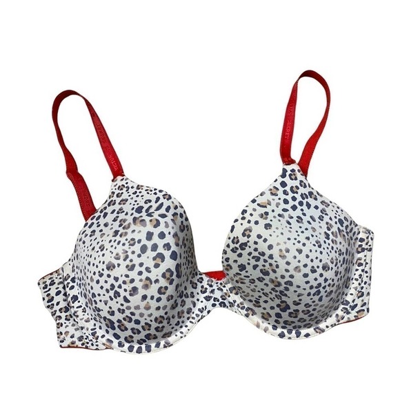 Victoria's Secret T-shirt Bra Animal Print Red Size 34D - Picture 1 of 7